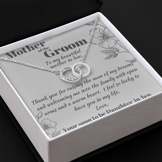 Mother of Groom gift from Bride,Thank you for raising the man of my dreams, Mother in Law necklace gift, Poem card, Interlocking Circles
