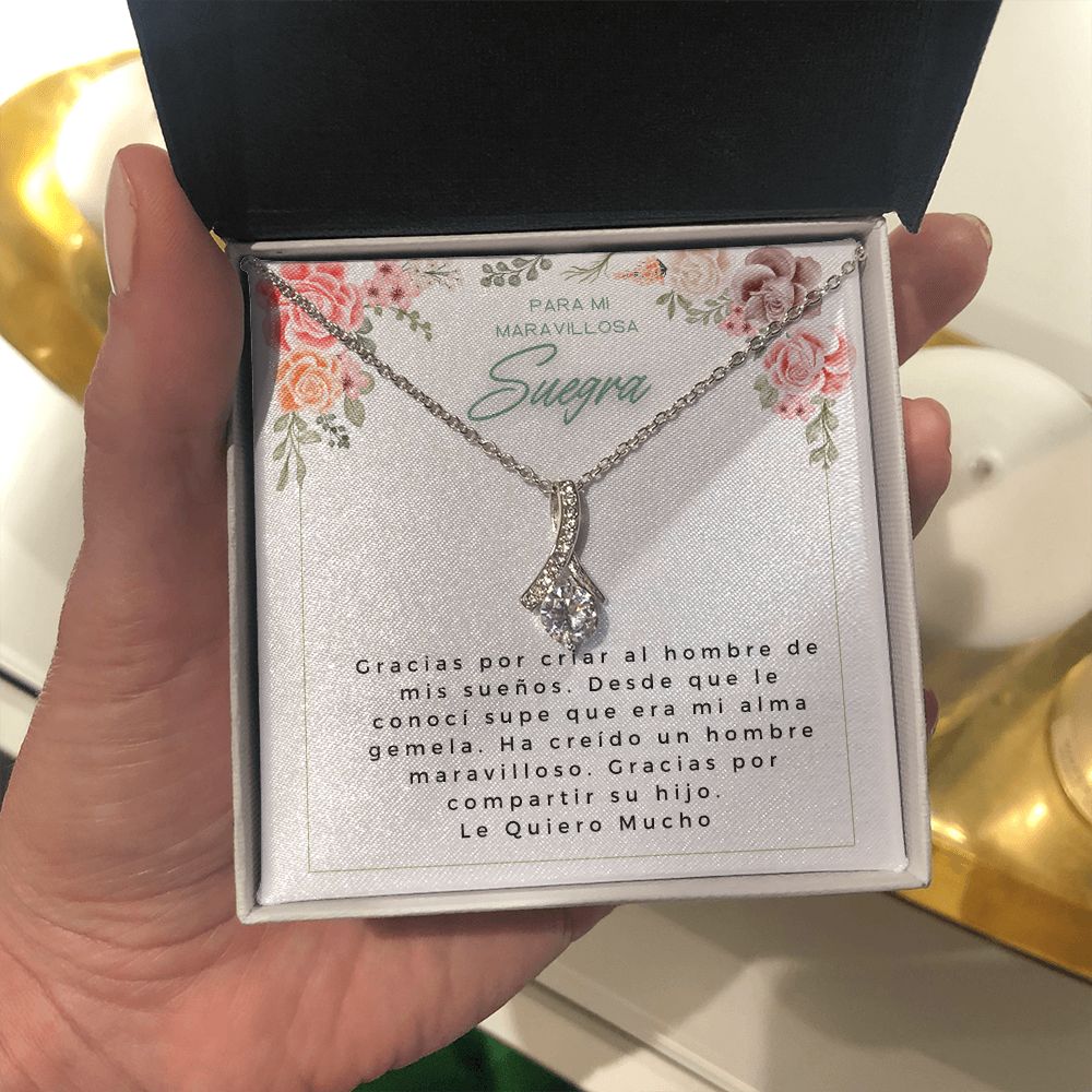 Mother of the groom Spanish Poem necklace gift Collar de perla individual para madre del novio, regalo de novia, regalo de suegra