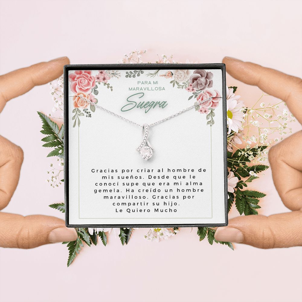 Mother of the groom Spanish Poem necklace gift Collar de perla individual para madre del novio, regalo de novia, regalo de suegra