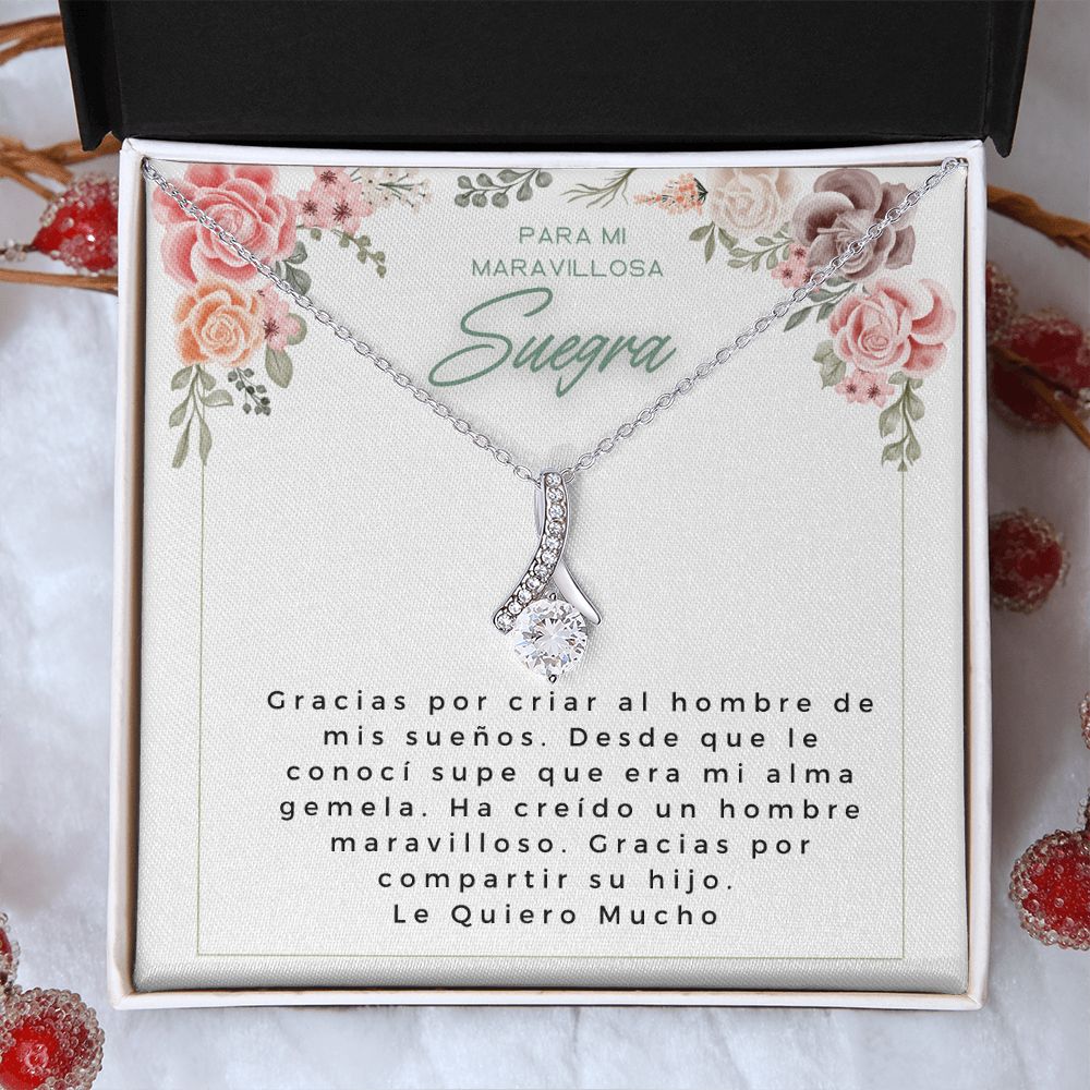 Mother of the groom Spanish Poem necklace gift Collar de perla individual para madre del novio, regalo de novia, regalo de suegra