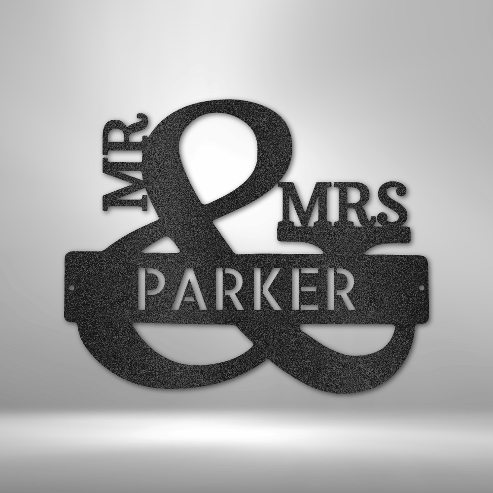 Personalized MR and MRS Metal Sign, Last Name Sign, Initial, Metal Monogram, Door Hanger, Housewarming Gift, Wedding Monogram, Anniversary Sign