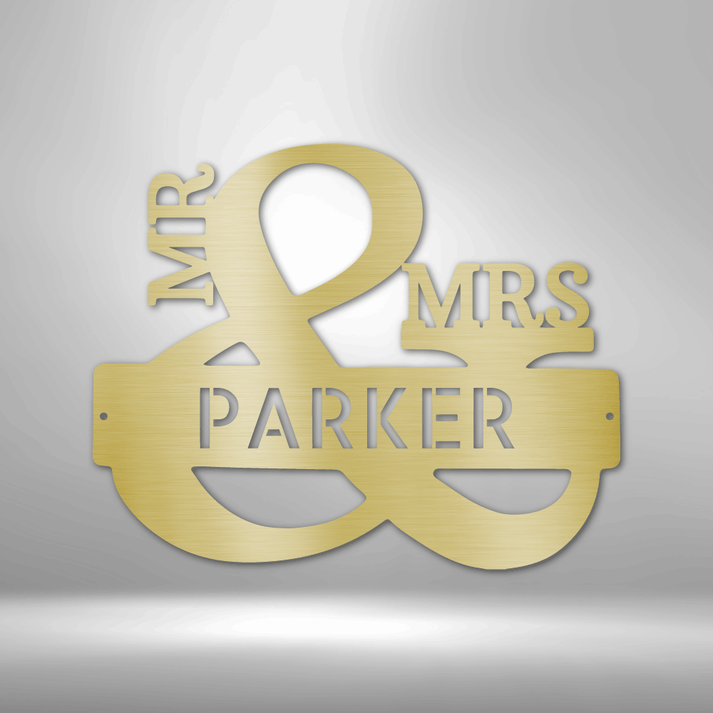 Personalized MR and MRS Metal Sign, Last Name Sign, Initial, Metal Monogram, Door Hanger, Housewarming Gift, Wedding Monogram, Anniversary Sign