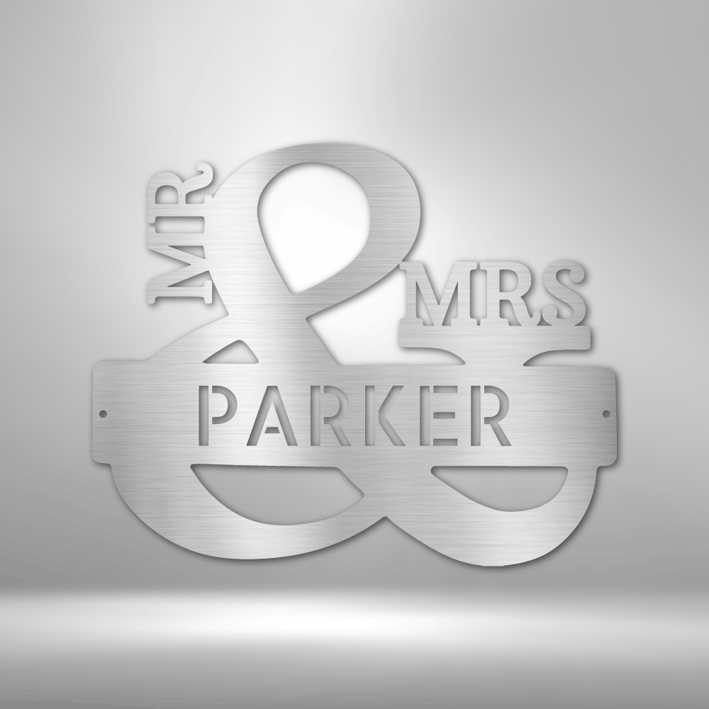 Personalized MR and MRS Metal Sign, Last Name Sign, Initial, Metal Monogram, Door Hanger, Housewarming Gift, Wedding Monogram, Anniversary Sign