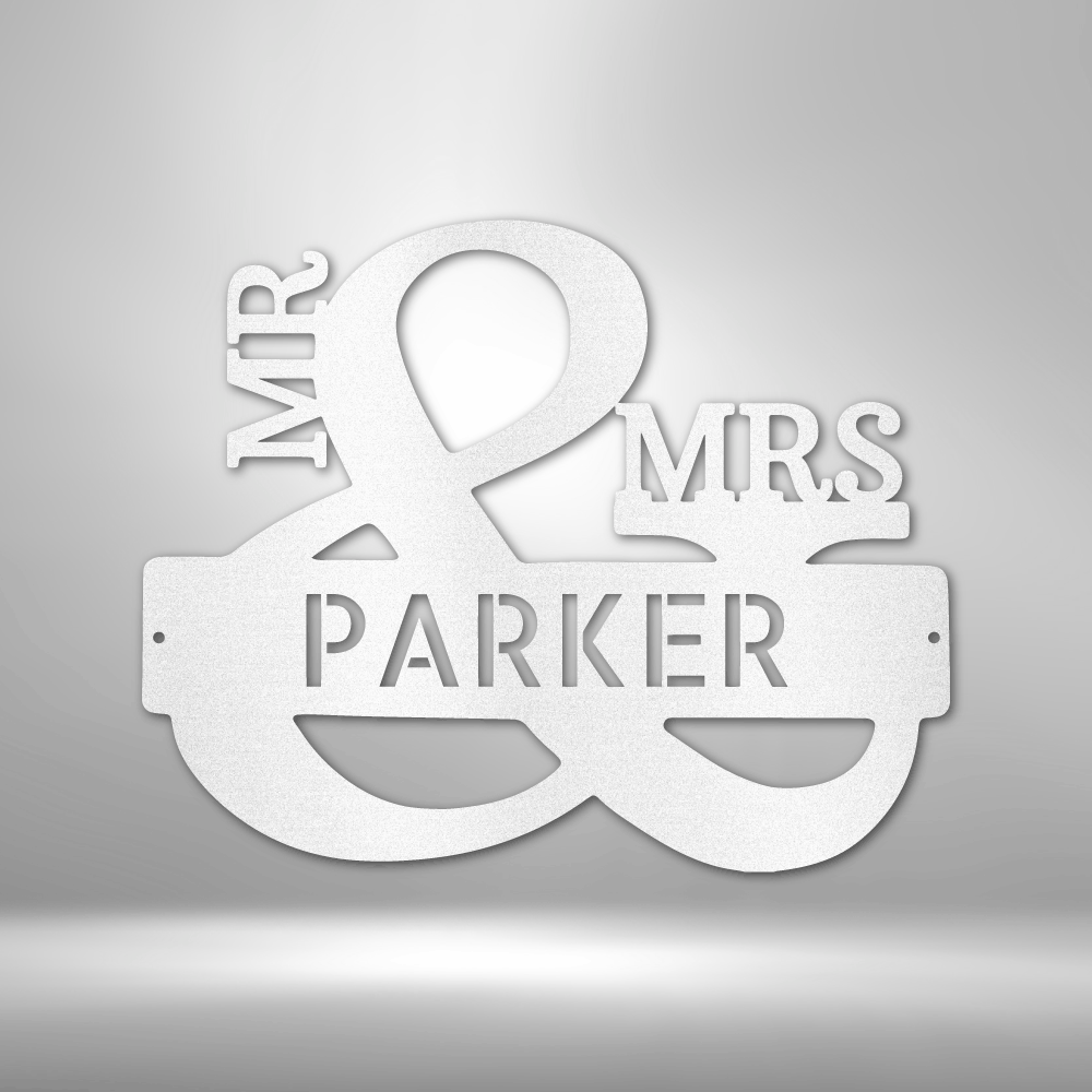 Personalized MR and MRS Metal Sign, Last Name Sign, Initial, Metal Monogram, Door Hanger, Housewarming Gift, Wedding Monogram, Anniversary Sign