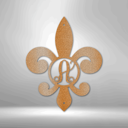 Fleur De Lis Initial Steel Sign, Wedding Gift, Family Initial Sign, Home decor