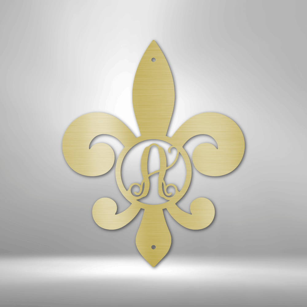 Fleur De Lis Initial Steel Sign, Wedding Gift, Family Initial Sign, Home decor