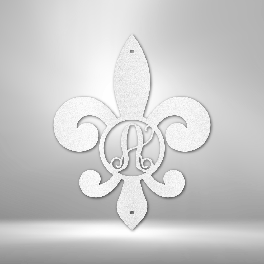 Fleur De Lis Initial Steel Sign, Wedding Gift, Family Initial Sign, Home decor