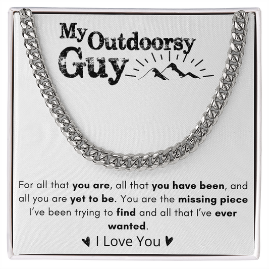 To My Outdoorsy Guy Necklace| Personalized Gift to HIm from Wife or Girlfriend|Birthday, Anniverary Christmas GIft